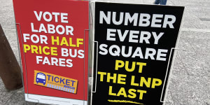 Election signs clearly show Labor asking voters to “number every square” to maximise the number of preference votes.