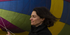 Hot air balloon pilot Nicola Scaife prepares for her last practice flight in the Hunter Valley before the championships next week.