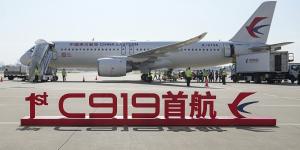 The C919 at Shanghai prior to the take-off of its first commercial flight.
