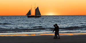 Broome’s famous Indian Ocean sunset enjoyed on Cable Beach,which is undergoing a $75 million upgrade.