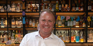 Andrew Lethlean behind the bar at his Bendigo pub last year.