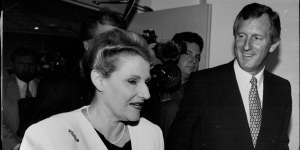 Better days ... Mrs Bishop and Mr Hewson,pictured at a function earlier that year.