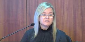 Crown Resorts’ compliance chief Michelle Fielding (pictured giving evidence to the Victorian royal commission on Monday) agreed her comments to the gambling regulator were inappropriate. 