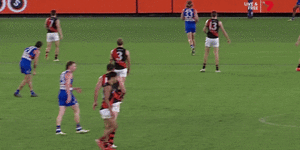 Liberatore’s surprising fall during the Bulldog’s defeat to Essendon. He later said he was fine.