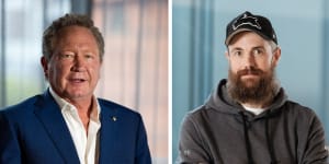 Andrew Forrest (left) and Mike Cannon-Brookes have clashed over the Sun Cable project.