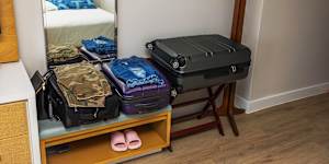 A must:somewhere to put your bag without having to leave it on the floor.