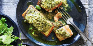 Neil Perry's pan-roasted ocean trout with curry butter.