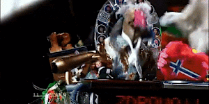 Ireland’s 2008 Eurovision entrant Dustin The Turkey perform their song Irlande Douze Pointe.