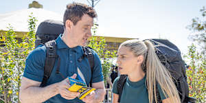 Ed Kavalee and Tiff Hall get moving in the Amazing Race Australia.