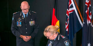 New Queensland Police Commissioner Katarina Carroll was sworn in on Monday.