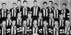George Pell (centre) in the team photo for St Patrick’s College 1956 First XVIII.
