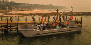 The Navvy evacuates holidaymakers and residents from the Victorian town of Mallacoota.