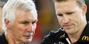 Nathan Buckley as assistant coach to Mick Malthouse in 2011.