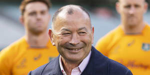 Eddie Jones speaks to the media. 