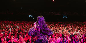 Jorgensen at a recent Pub Choir gig in front of 5000 people at Festival Hall in Melbourne on March 19. 