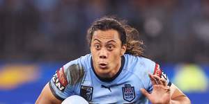 Jarome Luai playing for the Blues in 2022.