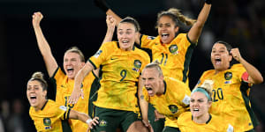 The moment the Matildas won their FIFA Women’s World Cup quarter final against France in a penalty shoot out.