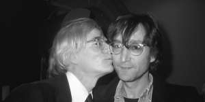 Andy Warhol Kissing John Lennon,1978,New York.