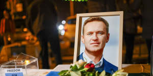 A vigil for Russian activist Alexei Navalny in Munich,Germany.