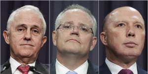 Malcolm Turnbull,Scott Morrison and Peter Dutton fought for the Liberal Party leadership in 2018.