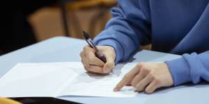 **AFR FIRST USE** Generic gen23 exam test high school certificate education students testing hsc. Photographed at Northern Beaches Secondary College Freshwater Snr Campus in Sydney on June 20,2024. Photo:Dominic Lorrimer