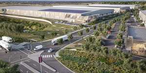 Artist’s impression of the proposed warehouse facilities at Mirvac’s Aspect Industrial Estate at Kemps Creek.