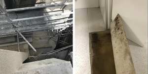 The CFMMEU said the Sydney building sites it inspected had safety hazards including no protection from falls and black mould under tiles. 