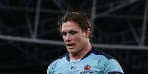 Michael Hooper trudges off ANZ Stadium after the Waratahs fell to the Brumbies in round three of Super Rugby AU. 