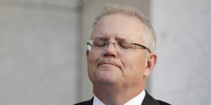 Scott Morrison at a press conference in May 2020. 