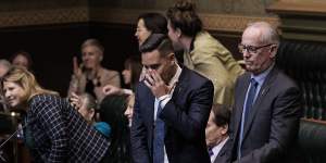 Alex Greenwich,Member for Sydney,speaks as the Voluntary Assisted Dying Bill passes the lower house of NSW parliament. 