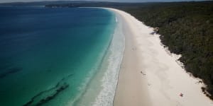 Drone footage over Hyams Beach for Wreck Bay