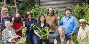 Costa Georgiadis (third from left) and the Gardening Australia crew.