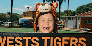 Young Tigers fan Benjamin,who was named after club legend Benji Marshall.