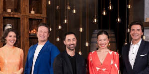 Jamie Oliver will be a guest judge along with new MasterChef Australia judges (L-R) Sofia Levin,Andy Allen,Poh Ling Yeow and Jean-Christophe Novelli. 