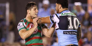 Cameron Murray in the heat of battle for South Sydney on the weekend.