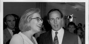 Anne Summers with Paul Keating at the launch of her book<I>Damned Whores And God's Police</i>in 1994.