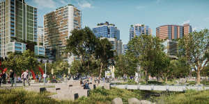 Renders of the new Arden Precinct in North Melbourne,which planning authorities say will have a population of about 20,000 by 2050.