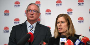 NSW Health Minister Brad Hazzard,left,and NSW Chief Health Officer Dr Kerry Chant.