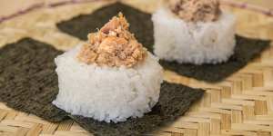 Miso-grilled salmon (left) and double tuna Kewpie mayo.