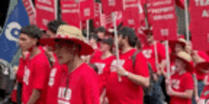 Unionists turn out in Brisbane for the annual Labour Day march.