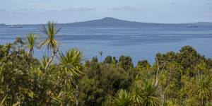 View of Rangitoto Island from Tiritiri Matangi Island,Auckland.