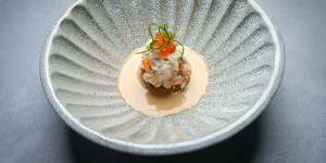 Spanner crab,confit potato and sabayon.