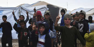 Islamic State children in the foreign annex of al Hawl camp in north-east Syria. 