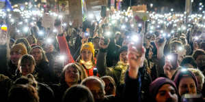 Protest rally against AfD at Berlin’s Brandenburg Gate. 