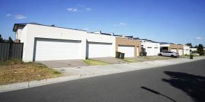 The City of Hume said the code is producing homes that detract from the public realm,such as this row of townhouses in Craigieburn with no place for trees. 
