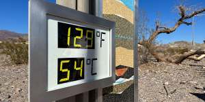 A digital sign displays the high temperature in Death Valley,California on Saturday.