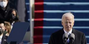 Questions about his age:Joe Biden speaks during his presidential inauguration.