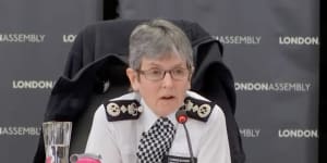 Metropolitan Police Commissioner Dame Cressida Dick addressing the London Assembly’s Police and Crime Committee on Tuesday.