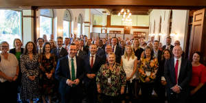 WA Premier Mark McGowan with the first Labor caucus following the 2021 landslide election.