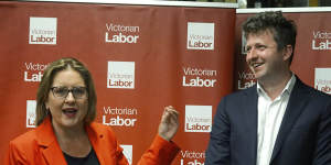 Labor Party candidate for Werribee John Lister and Premier Jacinta Allan at the Labor Party gathering in Werribee on Saturday evening.